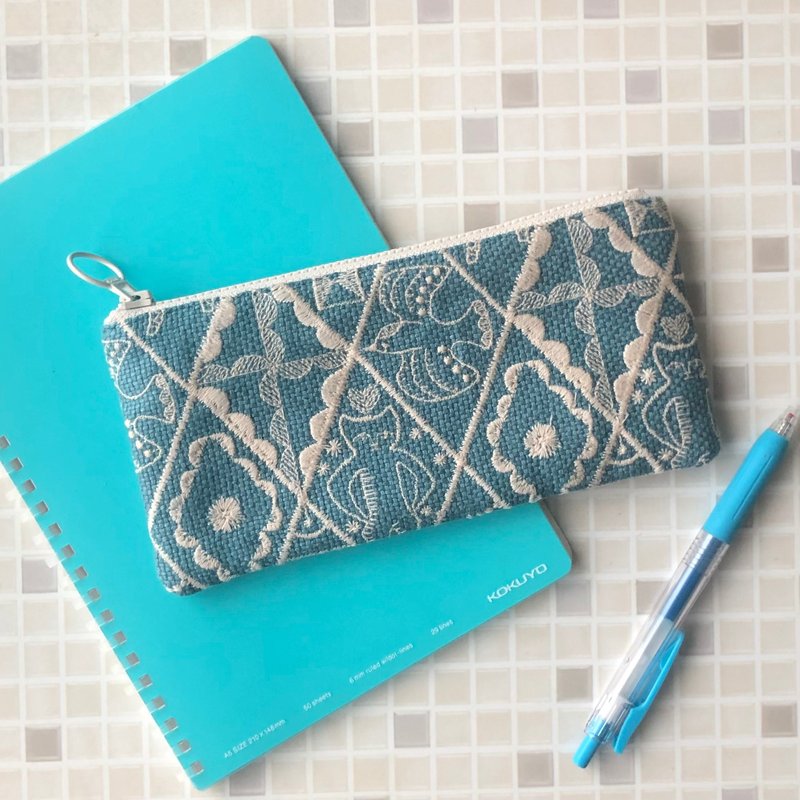 mina perhonen symphony pen case handmade pouch popular pattern blue - Pencil Cases - Cotton & Hemp Blue