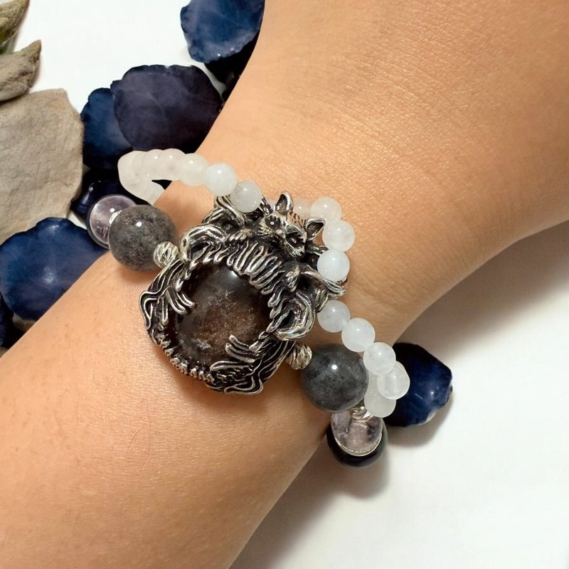 幽光靈影手鍊 黑曜石 金運石 白玉髓 黃阿塞 藍虎眼 紫阿塞 珍珠 - 手鍊/手環 - 水晶 黑色