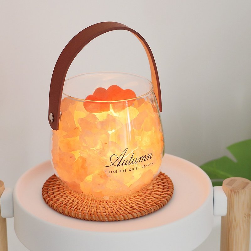 Encounter in the Afternoon (Small) // Natural Salt Lamp Healing the Soul and Boosting Inner Energy - โคมไฟ - แก้ว สีส้ม