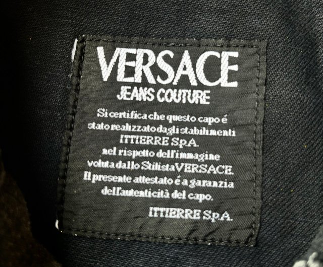 90s VERSACE ブラック　デニム　モード　オールド　ボトム　パンツ　黒 New Versace Jeans Couture Vintage 90's Leather Pants! 29 x