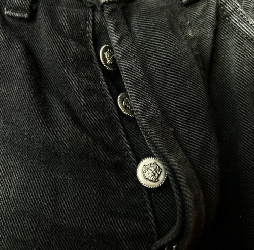 90s VERSACE ブラック　デニム　モード　オールド　ボトム　パンツ　黒 VERSACE - 90s デッド VERSACE CLASSIC ブラック デニムパンツ