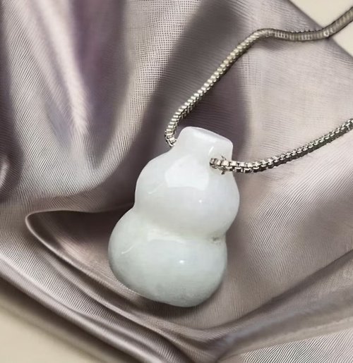 瓔珞翡翠 【福祿】白翡翡翠葫蘆項鍊 | 天然緬甸玉翡翠A貨 | 送禮
