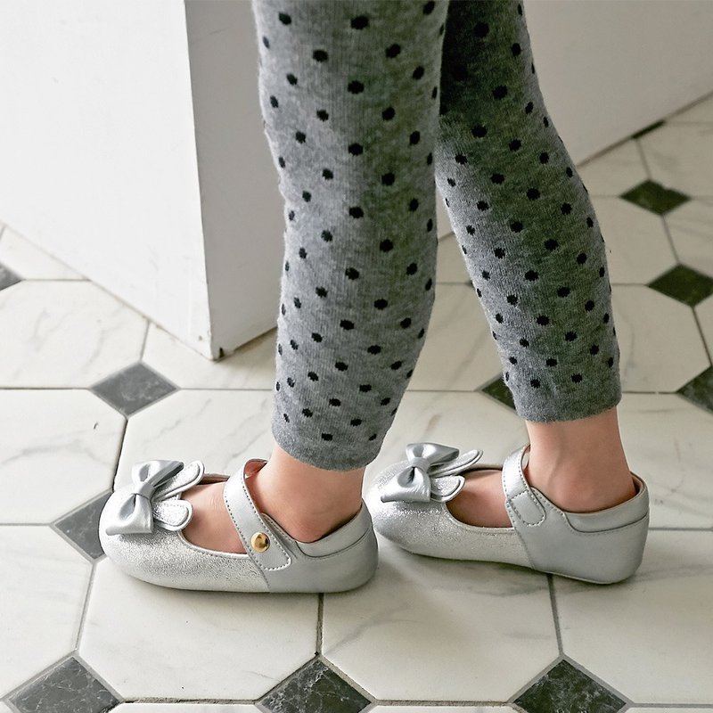 台灣手工製造 兔子跳跳寳寳鞋 學步鞋 娃娃鞋 零碼特價-銀色 - 童裝鞋 - 真皮 銀色