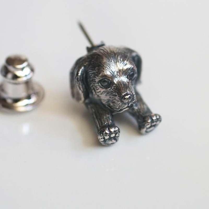Dachshund dog pin brooch - Brooches - Sterling Silver Silver