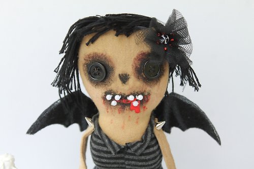 VENERAdoll Halloween gift . Bat doll . Rag doll . Vampire Black Bat . Halloween .