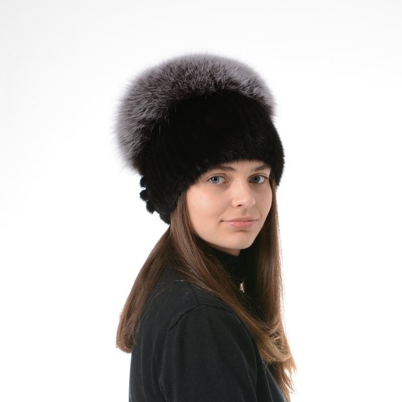 Women Fur Pom Pom Hat Winter Real Fur Hat Knit Mink Hat Beanie Fur Hat - Hats & Caps - Wool Multicolor