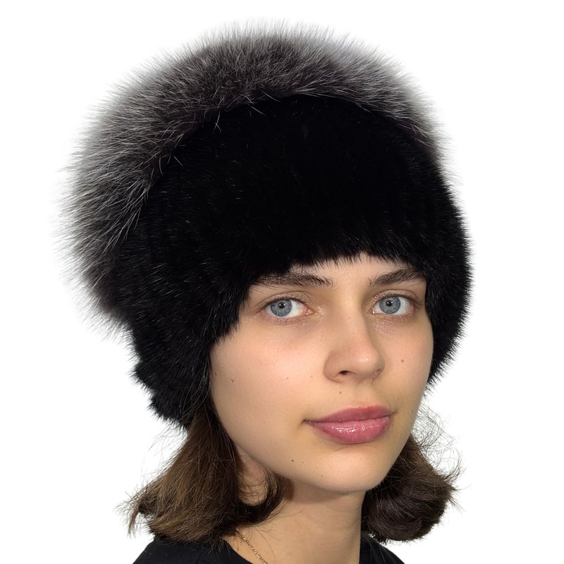 女士毛皮絨球帽冬季真毛皮帽針織水貂帽無簷小便帽毛皮帽 - 帽子 - 羊毛 多色