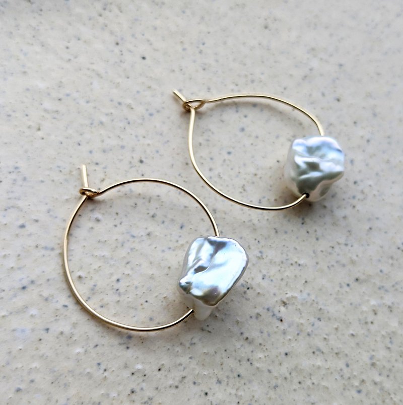 Baroque Pearl Hoop Earrings - Earrings & Clip-ons - Pearl 