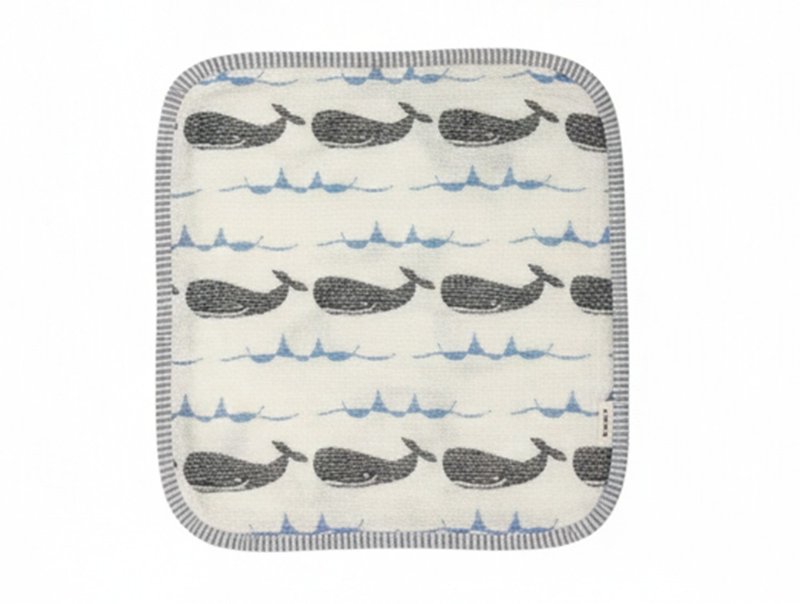 【日本fuwara六重紗手帕】鯨魚手帕 - 手帕 - 棉．麻 白色