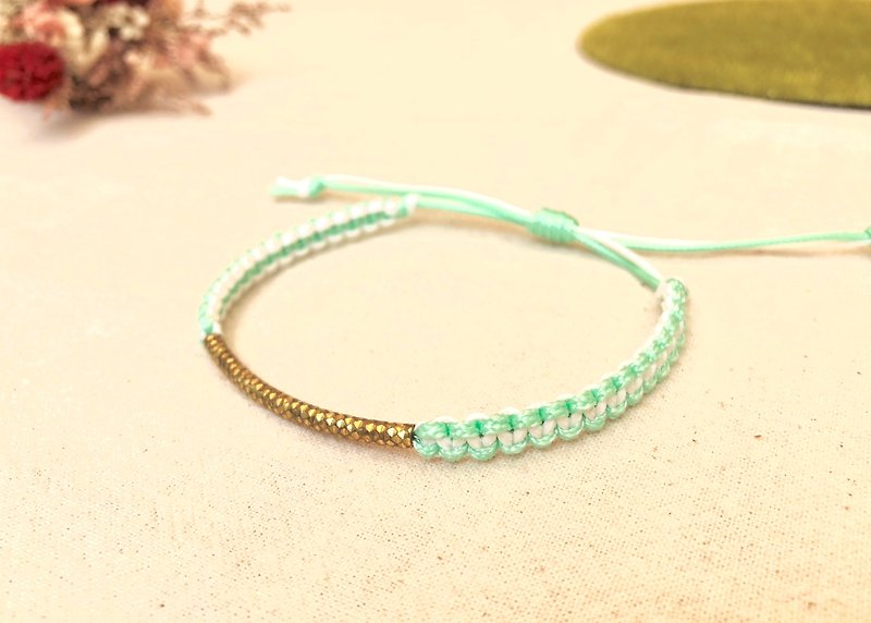Japanese two-color brass rope knitting series (bracelet/foot ring) - สร้อยข้อมือ - วัสดุกันนำ้ สีเขียว