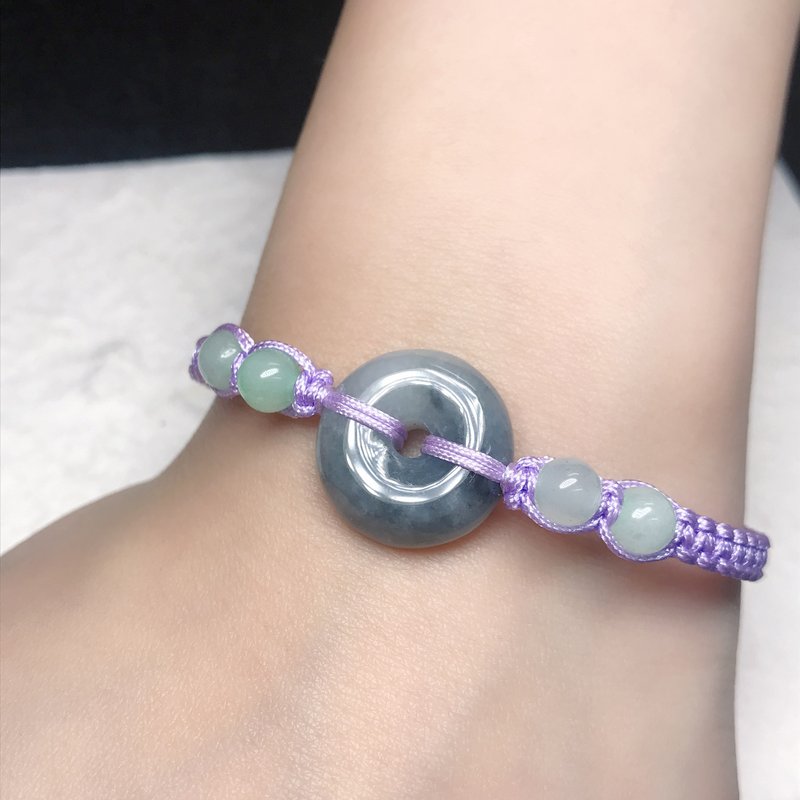 【May‧Peace】Piaowuji Jadeite Peace Buckle Braided Bracelet | Natural Burmese Jadeite A-grade - Bracelets - Jade Multicolor