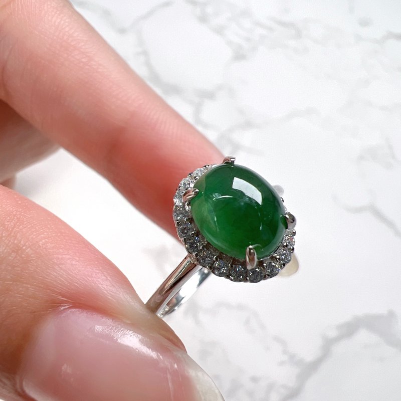 Ice Green Cabbage Emerald Ring 925 Sterling Silver | Natural A Jadeite | - General Rings - Jade Green