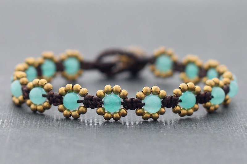Chalcedony Stone Bracelets Daisy Flower Small Cute Bracelets  - Bracelets - Stone Green