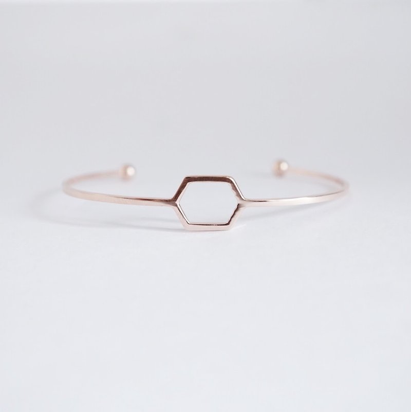 Geometric Hexagon rose gold Stainless Steel Bracelet - สร้อยข้อมือ - กระดาษ สีทอง