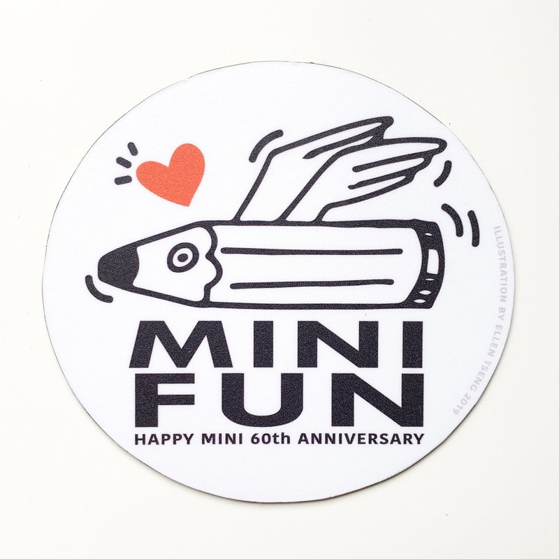 Magnet Car Sticker-Mini Fun (Round Black) | Exclusive Design Mini Car 60th Anniversary Series - แม็กเน็ต - วัสดุกันนำ้ สีกากี