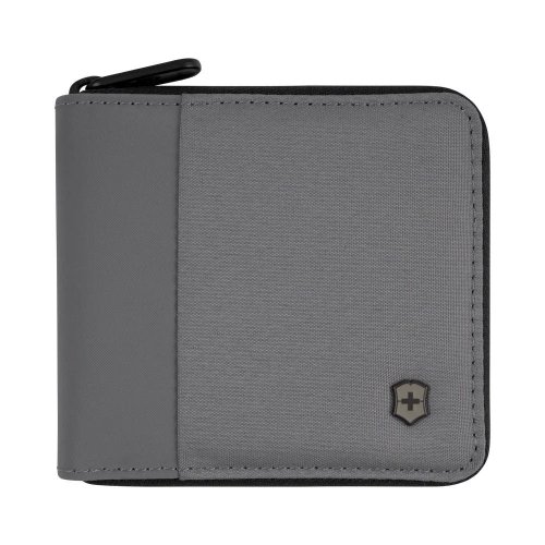 城市視角 VICTORINOX 瑞士維氏 Travel Essentials ㄇ字拉鍊短夾 灰 653368