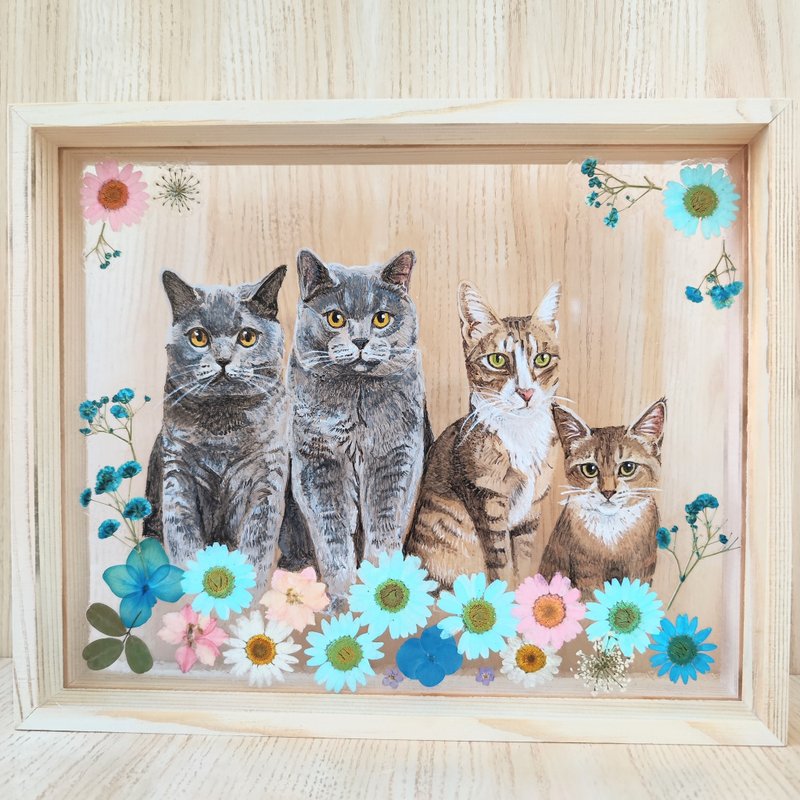 [Customized] Pet cat-dried flower embossed-transparent film photo frame-A4 A3 large - Picture Frames - Plastic 