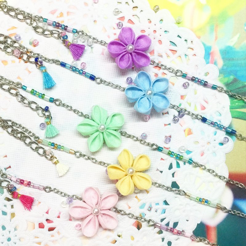 花兒正燦爛手鏈 - 手鍊/手環 - 棉．麻 多色