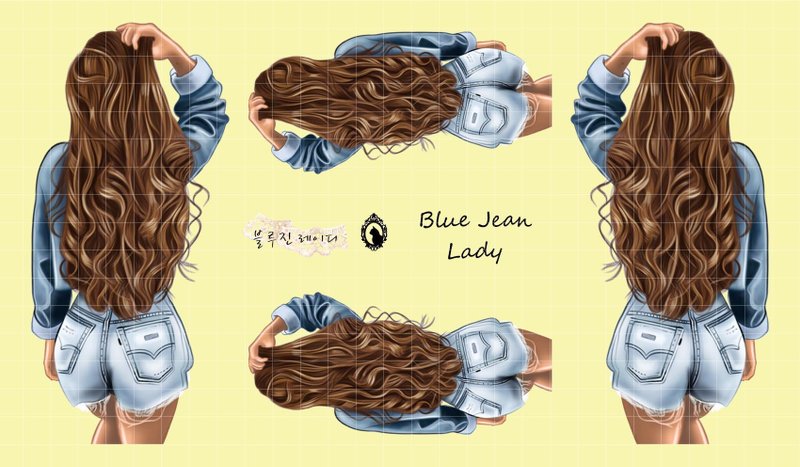 Blue Jeans Lady - PET (blue lion) (suyeon) person sticker girl sticker - 貼紙 - 紙 藍色