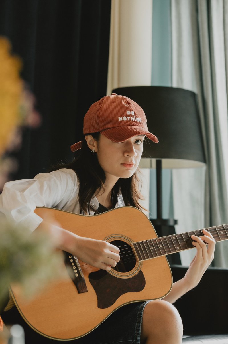 DO NOTHING cap Red Peach - 帽子 - 棉．麻 紅色