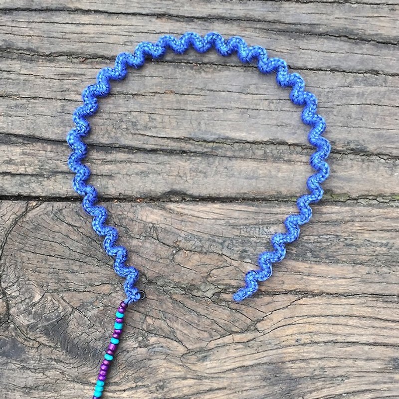 ENDORPHIN crochet headband (BLUE) - เครื่องประดับผม - วัสดุอื่นๆ สีน้ำเงิน