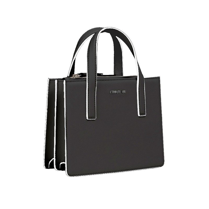 Cerruti 1881 Special Price Brand New Exhibit Italian Top Calf Leather Handbag/Shoulder Bag - กระเป๋าถือ - หนังแท้ สีดำ