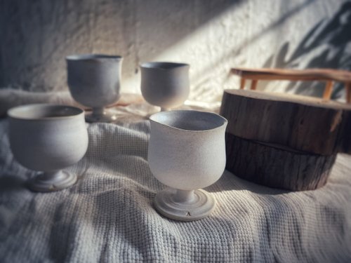 阿法卡朶・蒔光窯記事 野獸高腳杯・茶杯・咖啡杯・酒杯 - 鮮奶油系列 No 1