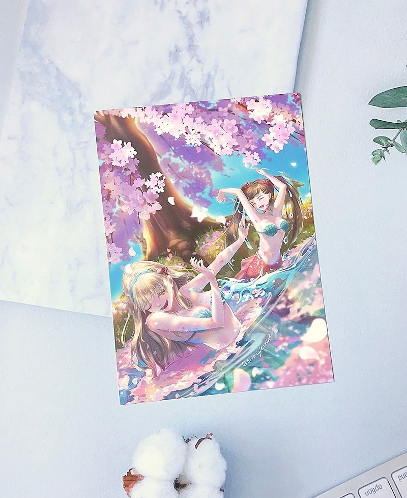 Original illustration postcard - Blossoming friendship - การ์ด/โปสการ์ด - กระดาษ 