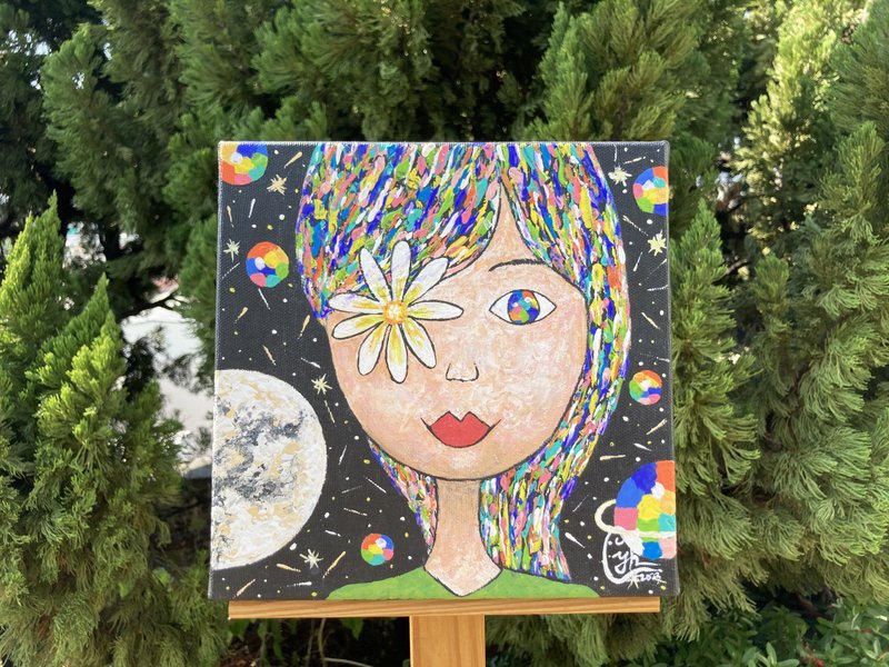 水瓶小姐 雛菊小眼睛 Miss Bottle  Little Daisy Eye - 似顏繪/客製畫 - 棉．麻 多色