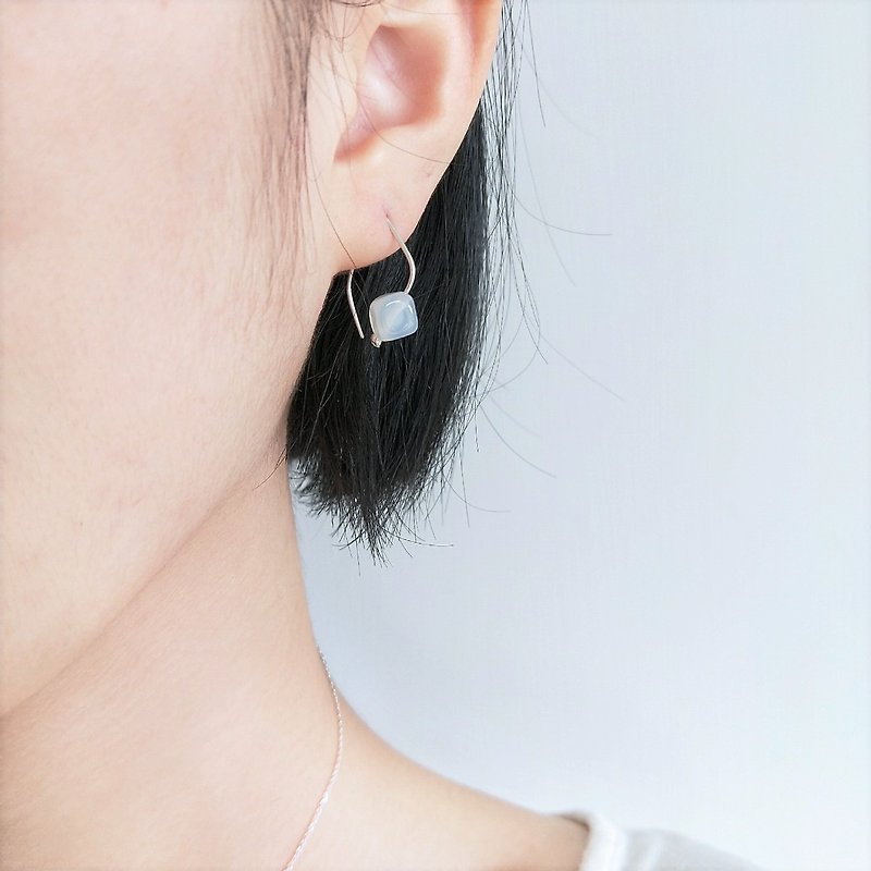 │Natural stone│Rock sugar cubes • Pure silver earrings • Ear needles • Original designer - ต่างหู - โลหะ 
