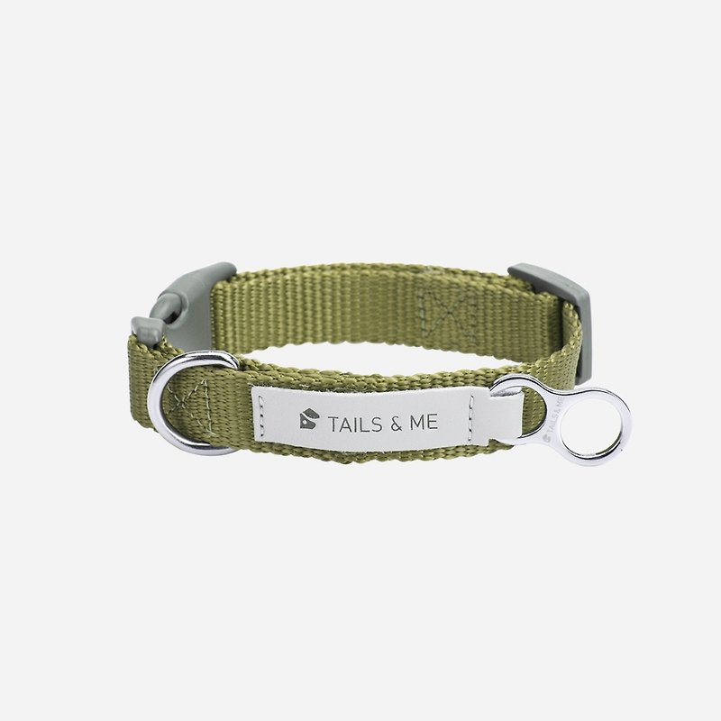 [Tail and me] Classic nylon belt collar green L - ปลอกคอ - ไนลอน 