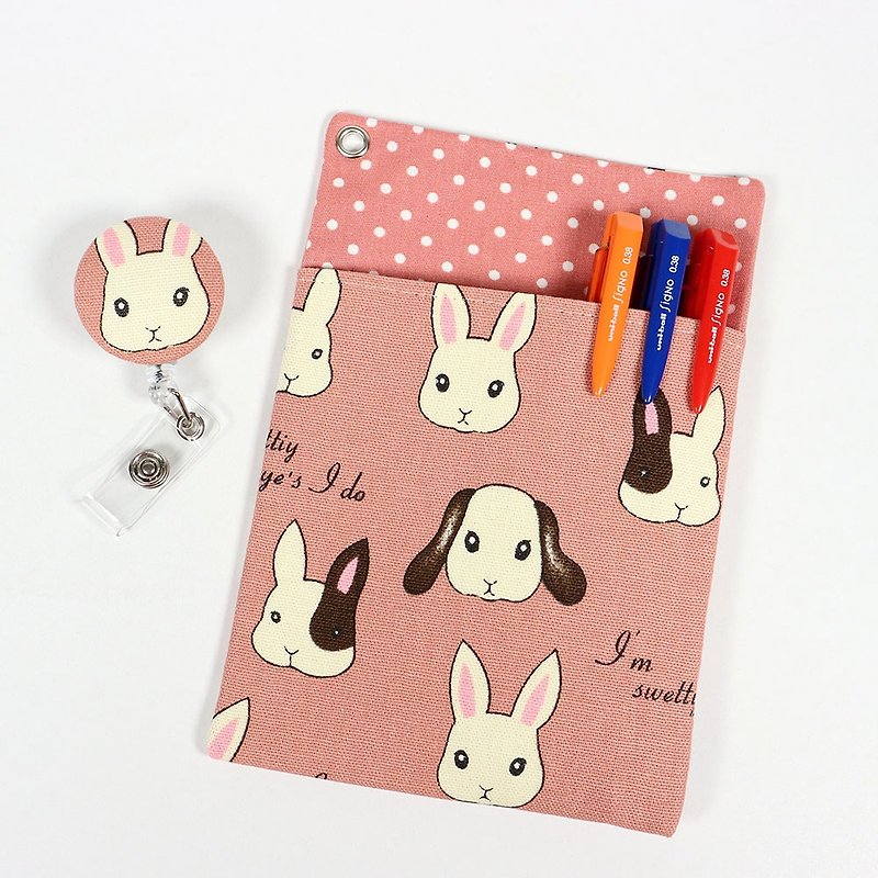 Physician's Robe Pocket Leak-proof Ink Storage Bag, Pencil Case + Document Holder-Sweetheart Bunny (Pink) - Pencil Cases - Cotton & Hemp Pink