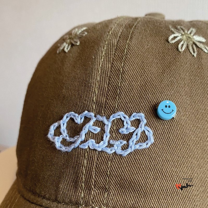 Hand Embroidered Soft Top Baseball Cap (Green) - Hats & Caps - Cotton & Hemp Brown