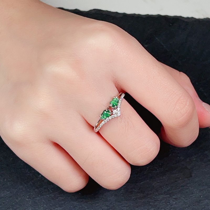 Bingyang green jade gourd design ring 925 sterling silver | natural grade A jadeite | gift - General Rings - Jade Green