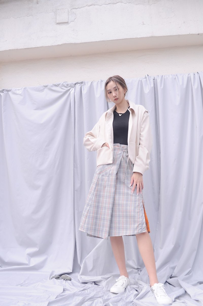 【換季特賣】 Siena Coat 米杏色羊毛混紡短外套 - 女西裝外套 - 棉．麻 白色