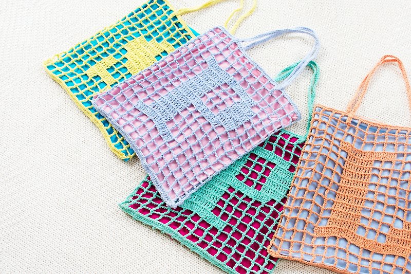 Grid Letter Linna Bag - Other - Cotton & Hemp Multicolor