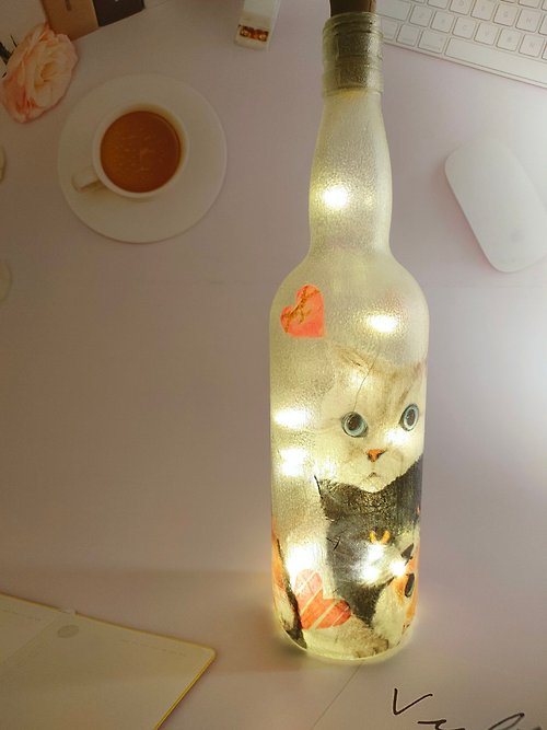 匠心獨具 喵喵喵我就是愛貓 - 藝術擺飾 / 療癒酒瓶燈