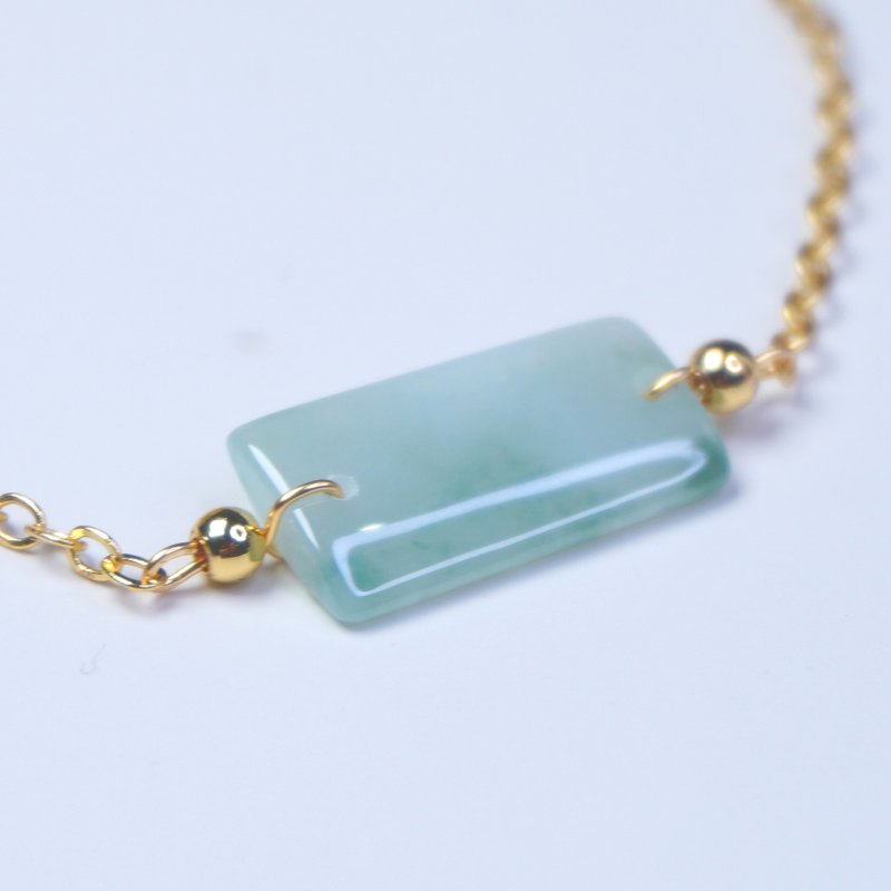 [Safe and sound] Ice-type floating flower jadeite bracelet 14K gold | Natural Burmese jade A-grade | Gift - Bracelets - Jade Multicolor