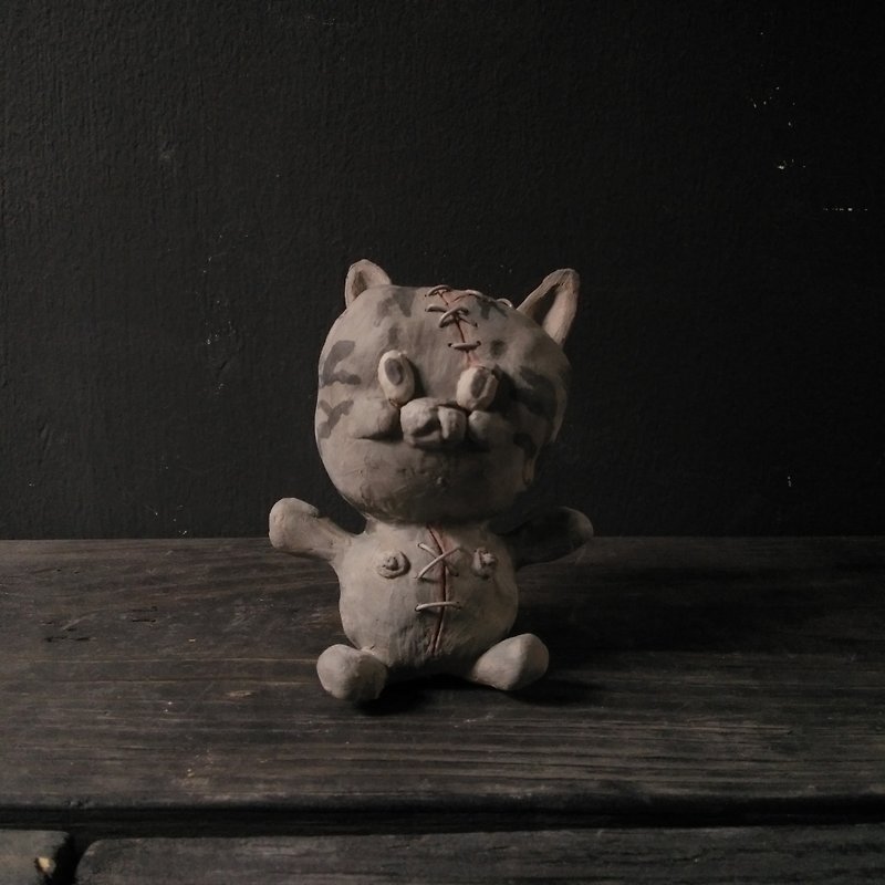 Stitched cat (sculpture designer toy doll hunt for strange and ugly beauty) - ตุ๊กตา - ดินเผา 