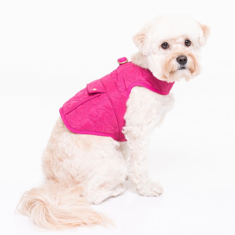 Chest Blouse Orange Blinks Pink Heart-Shaped Cotton Coat XS / S / L (M Sold Out) - ชุดสัตว์เลี้ยง - วัสดุอื่นๆ 