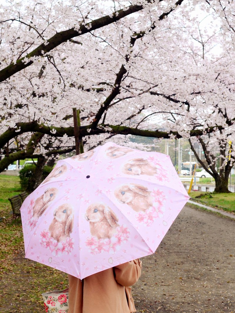 Sakura系列 / Sakura Bunny 防UV粉紅櫻花兔縮折疊傘 (含傘套) - 雨傘/雨衣 - 防水材質 粉紅色