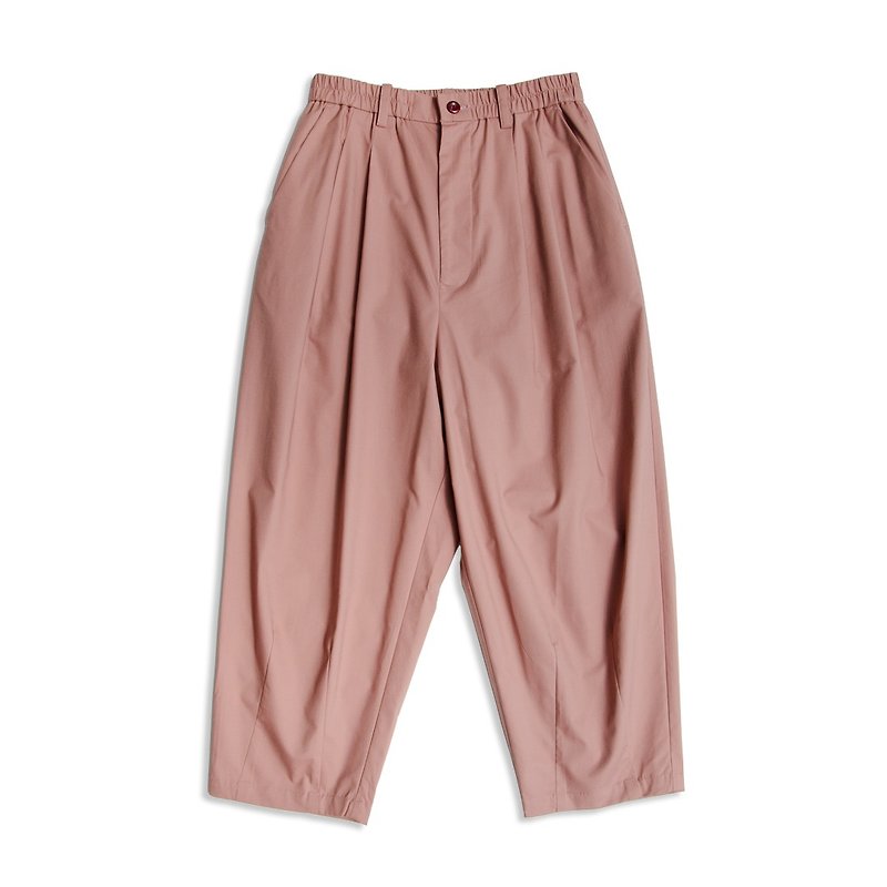 Cylinder cropped wide pants - กางเกงขายาว - ผ้าฝ้าย/ผ้าลินิน สึชมพู
