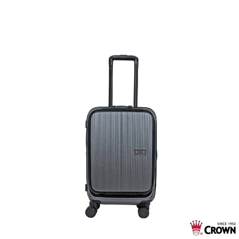 【CROWN】19.5吋 DOPPIO 前開框架拉桿箱 登機箱  霧面鐵灰 - 行李箱/旅行袋 - 塑膠 灰色