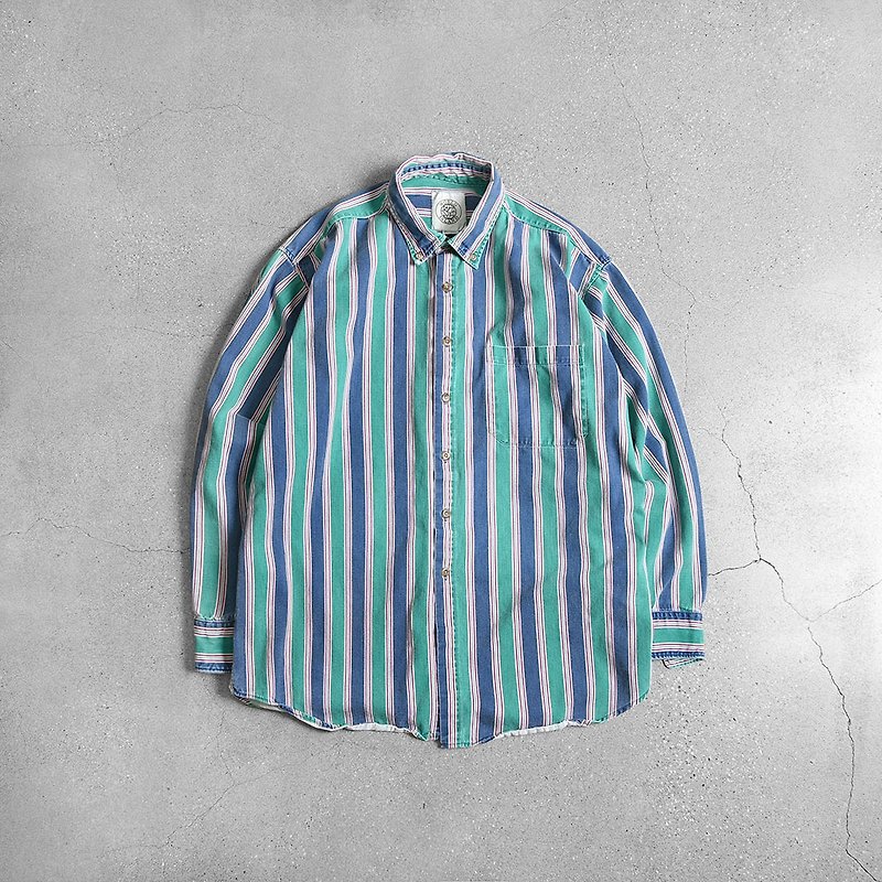 Vintage Striped Shirt - Men's Shirts - Cotton & Hemp Blue
