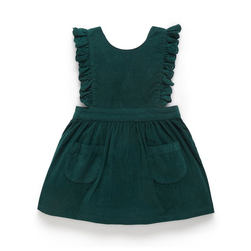 Australian Purebaby organic cotton girls' dress/vest skirt 12M-5T dark green corduroy - กระโปรง - ผ้าฝ้าย/ผ้าลินิน 