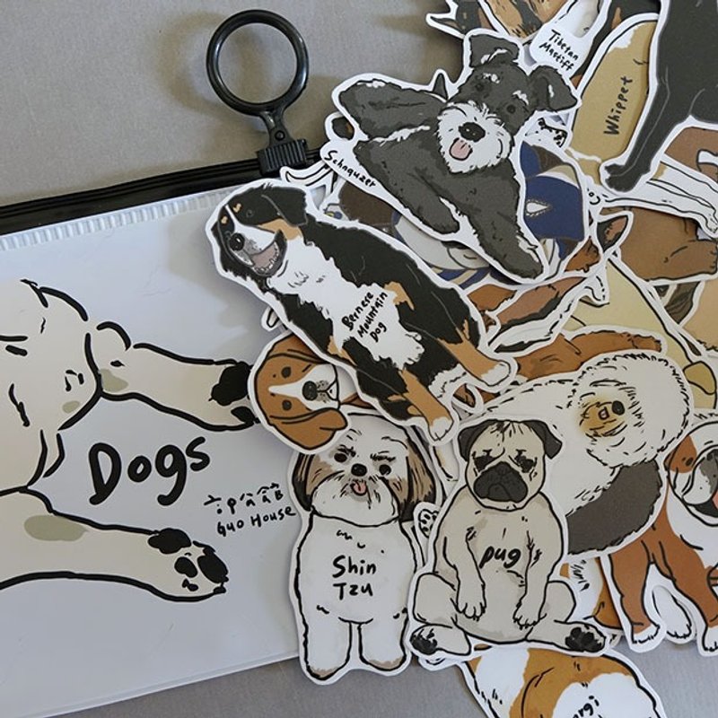 [Fast Shipping] Dogs Matte Waterproof Luggage Sticker - สติกเกอร์ - พลาสติก สีดำ