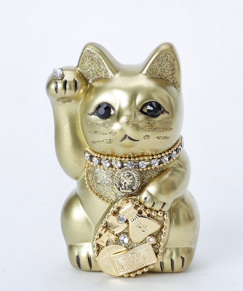 招き猫　ご縁猫　ミリオネアキャット - 裝飾/擺設  - 陶 金色