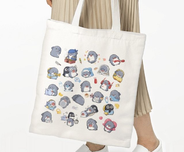 Cotton Canvas Sharks Tote Bag