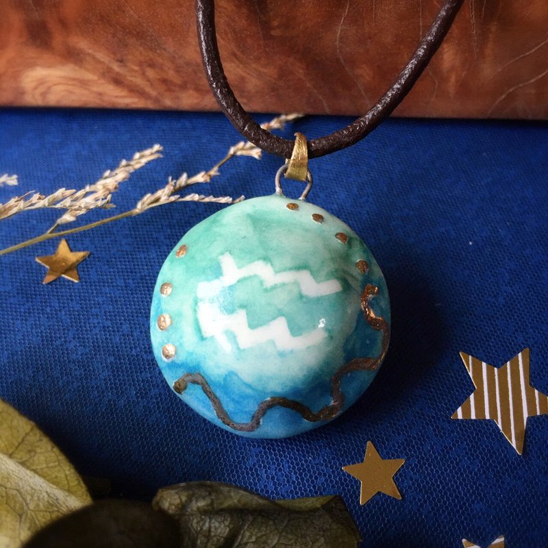 [Final sale - out of print on 3/31] Perfume essential oil necklace - Aquarius | Aromatherapy ceramics - Necklaces - Porcelain Blue