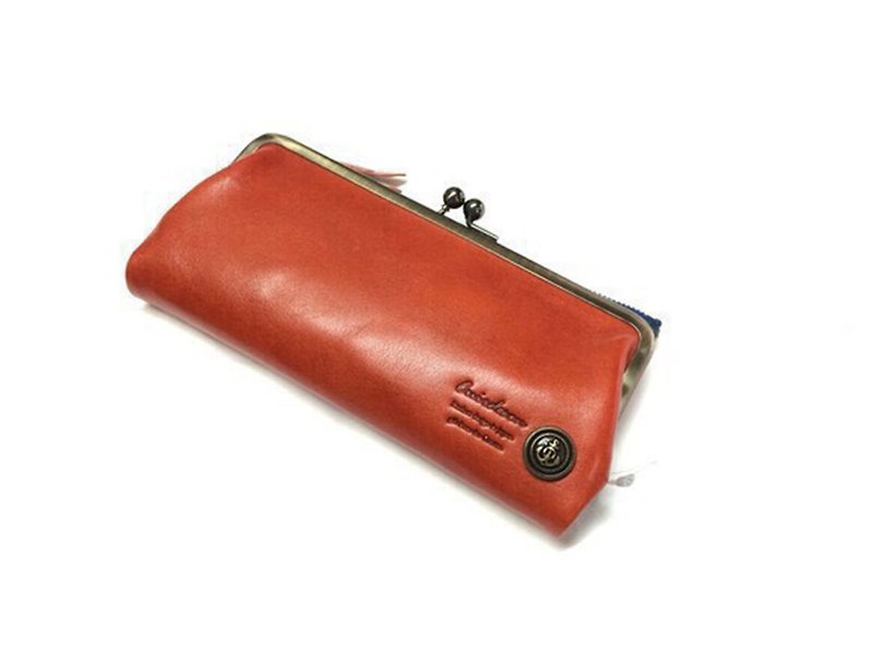 Long wallet slim Italy leather leather wallet - กระเป๋าสตางค์ - หนังแท้ สีแดง